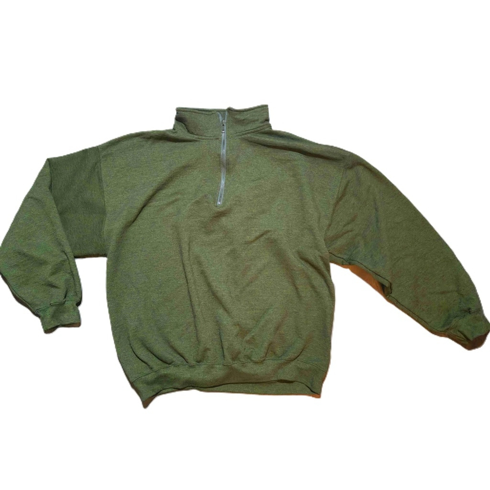 Gildan Mens Green Half Zip Pullover Sweatshirt XL